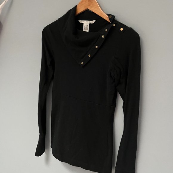DVF Diane von Furstenberg Turtleneck Top Black Size Medium - Picture 2 of 10